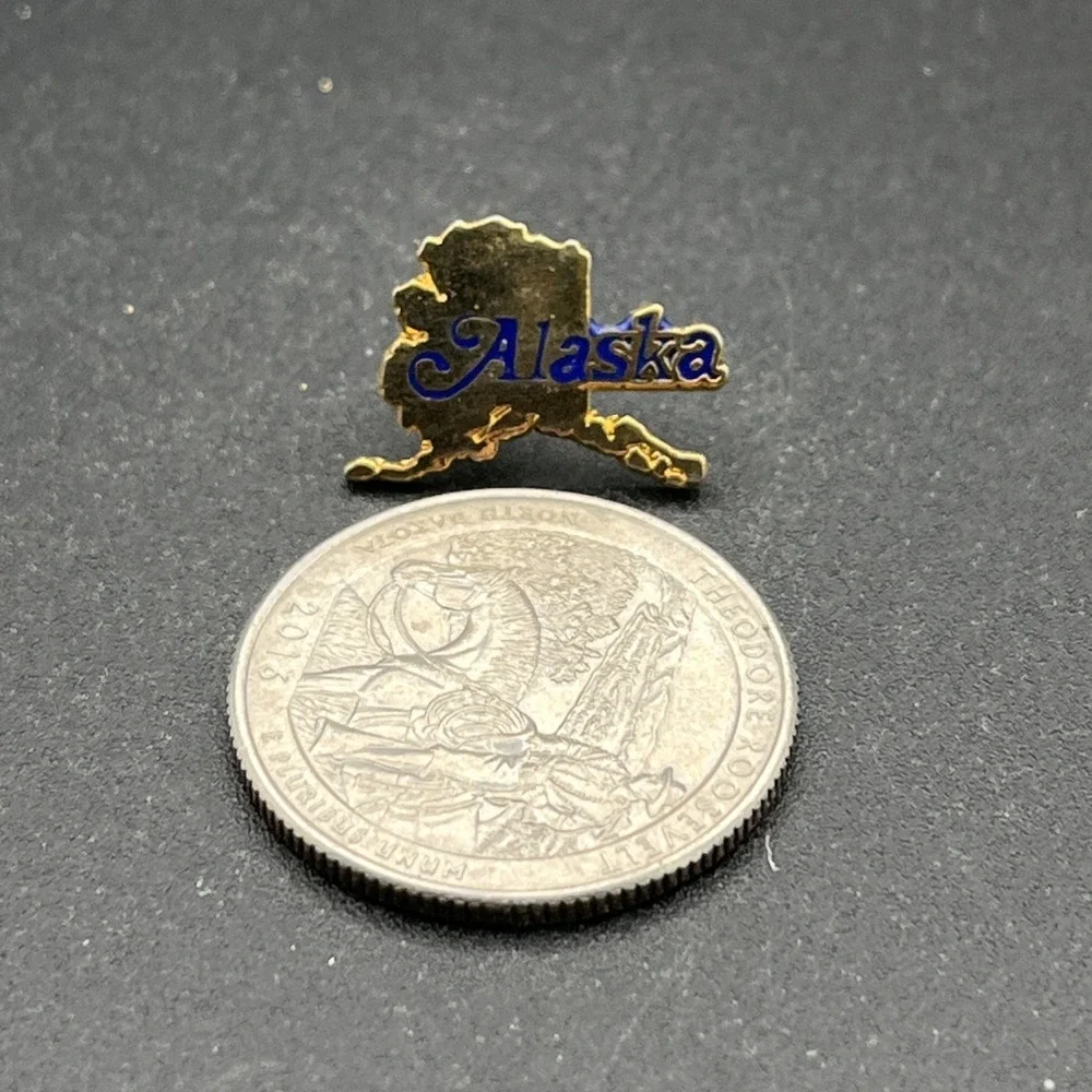 Alaska State‎ Outline Gold Tone Tiny Lapel Hat Pin